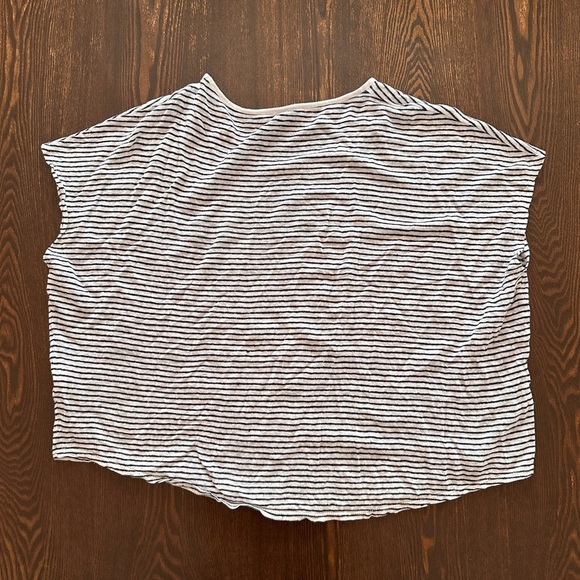 Vince Black and Light grey Striped knit short sleeve sweater- women’s L - Picture 3 of 6